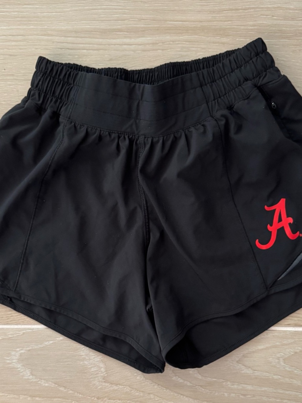 lululemon athletica Black Women's Athletic Shorts with Red 'A' Accent
